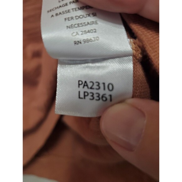 Lilla P Shirred Long Sleeve Split Neck Cotton T-Shirt Clove Brown Size Medium - Picture 6 of 6